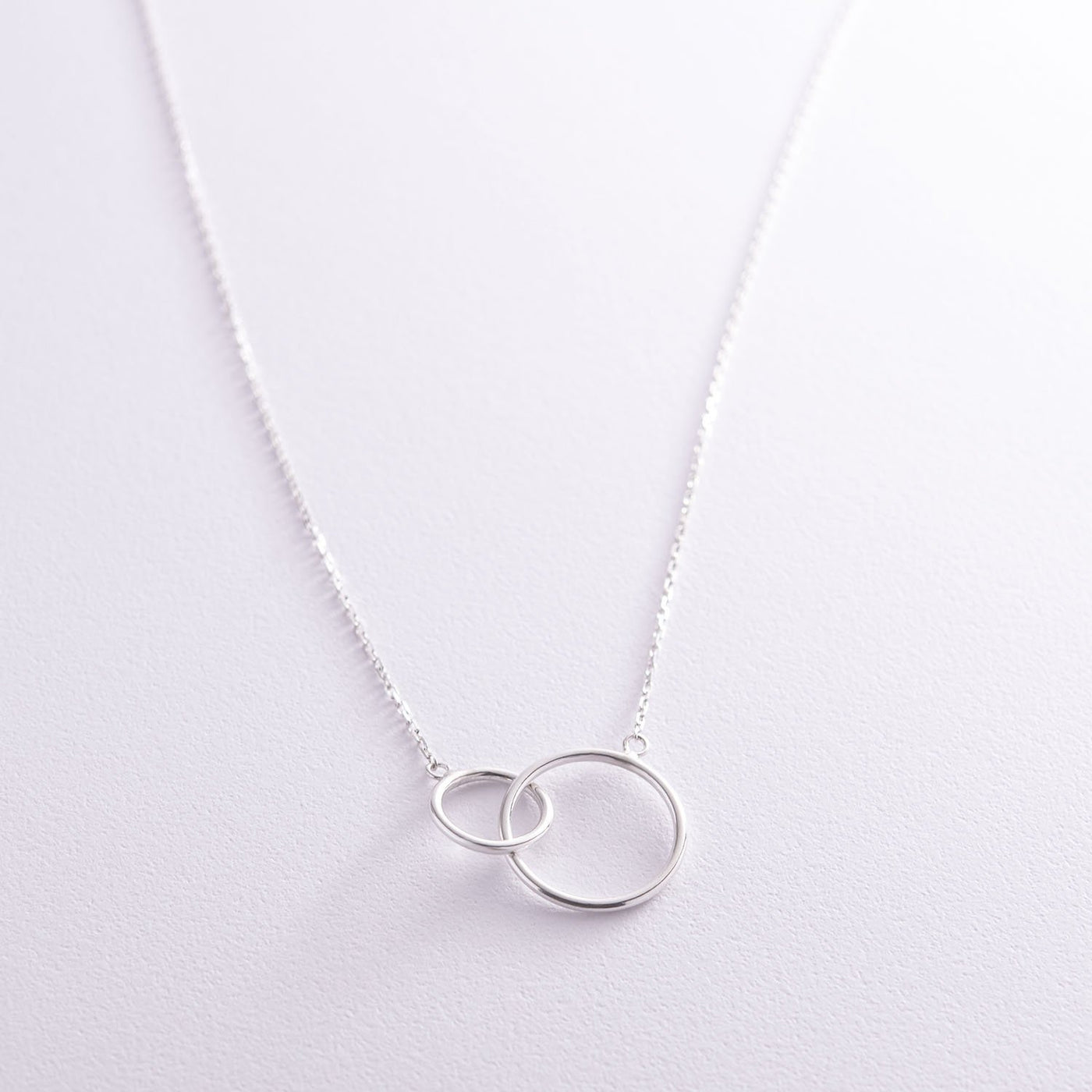 Silver necklace Interlacing of rings