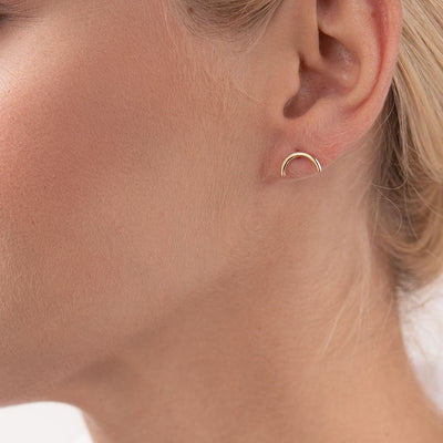 Yellow Gold Arc Stud Earrings