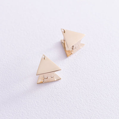 Yellow gold triangle stud earrings