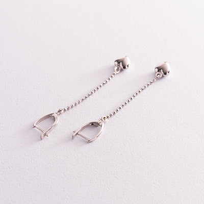 Silver heart chain earrings