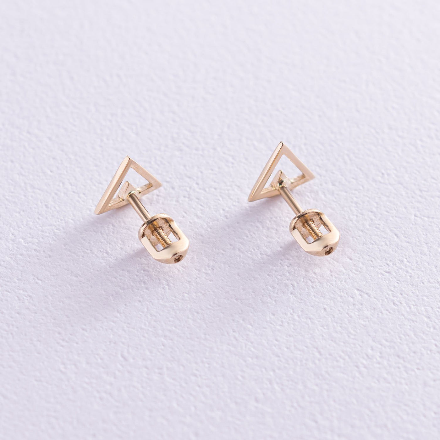 Yellow Gold Triangle Stud Earrings