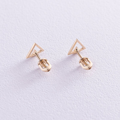 Yellow Gold Triangle Stud Earrings