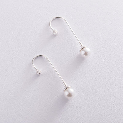 Women Silver Earrings (cubic zirconia, imitation pearls)