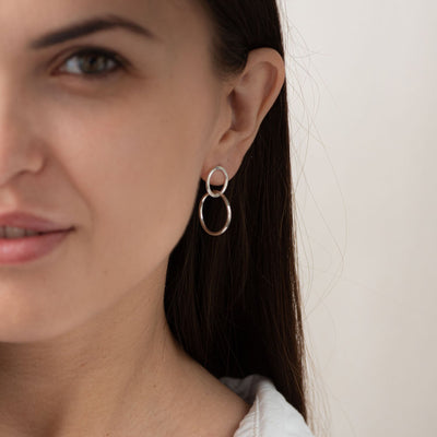 Silver stud hoop earrings