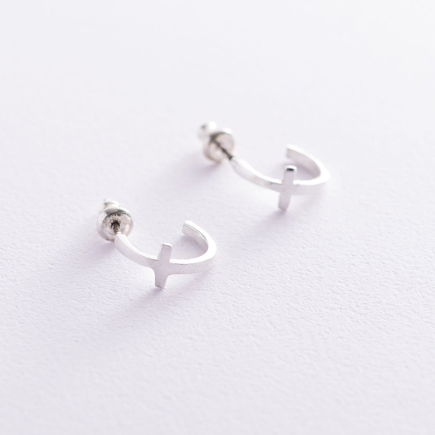 Silver cross stud earrings