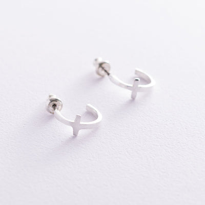 Silver cross stud earrings