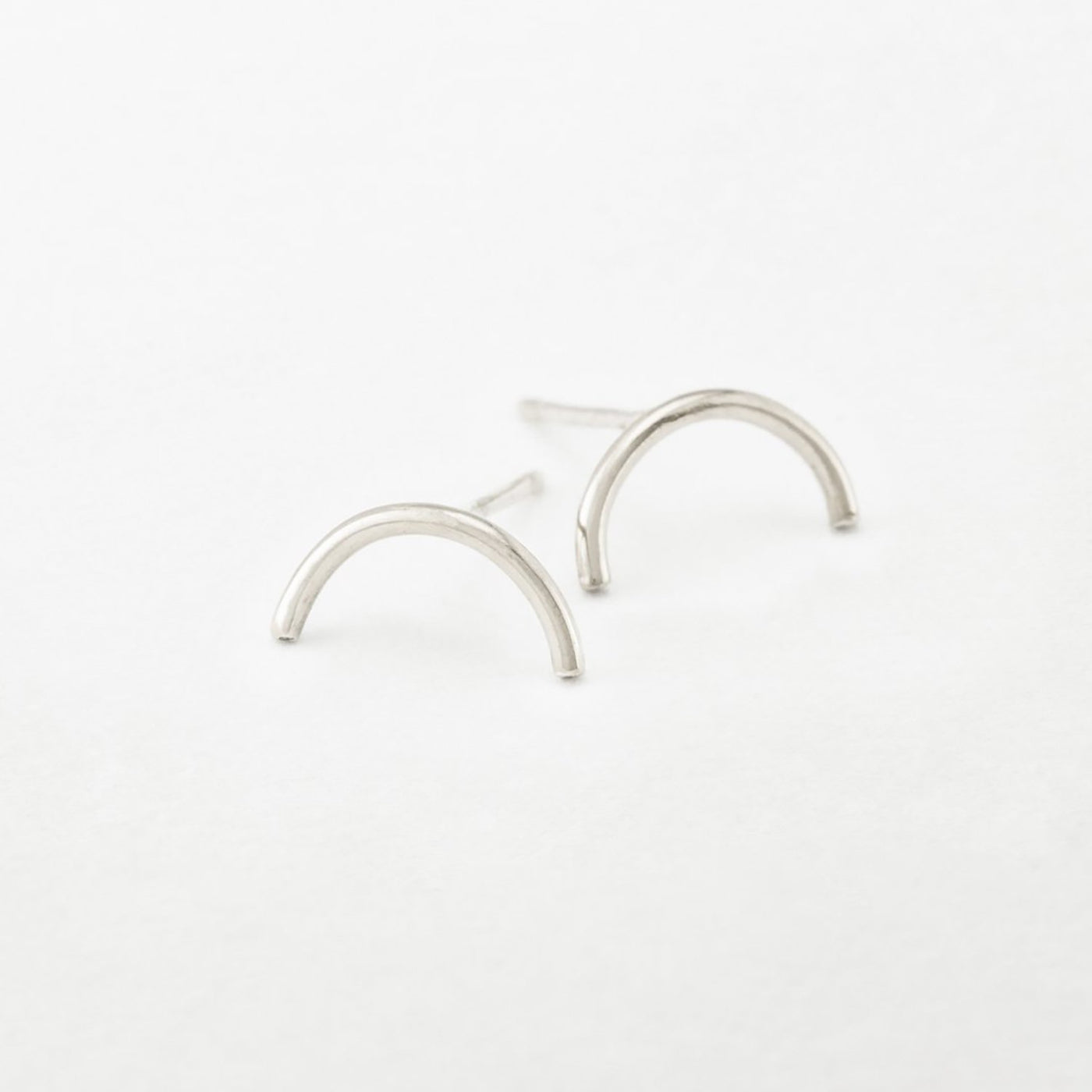 Silver arc stud earrings