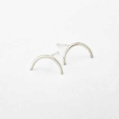 Silver arc stud earrings