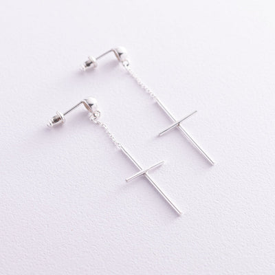 Silver cross stud earrings