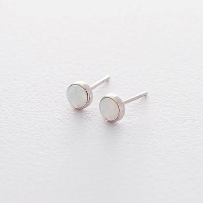 Gold Shining Stud earrings (synthetic opal) 6 mm