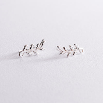 Silver Leaves Climber Earrings