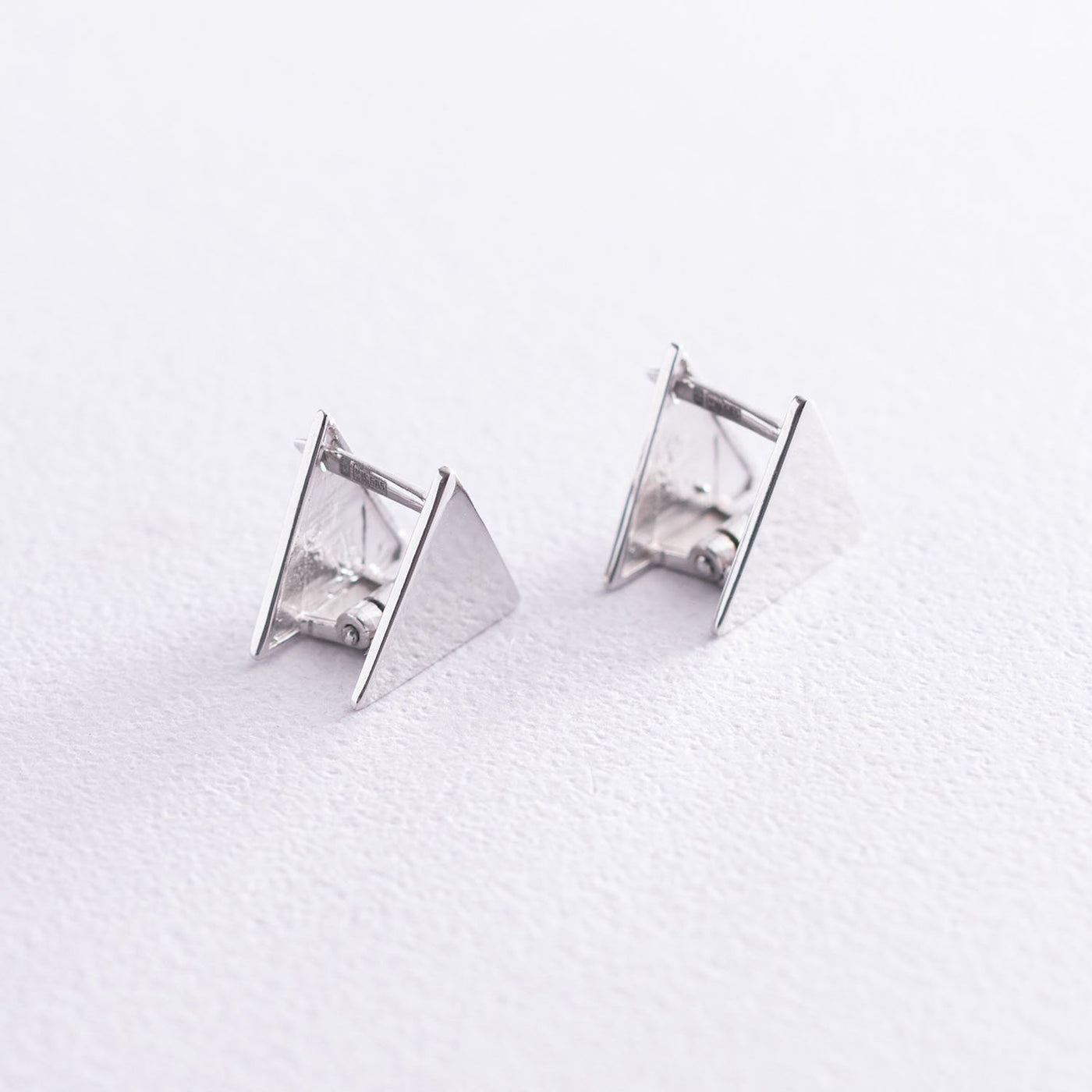 White Gold Triangle Stud Earrings