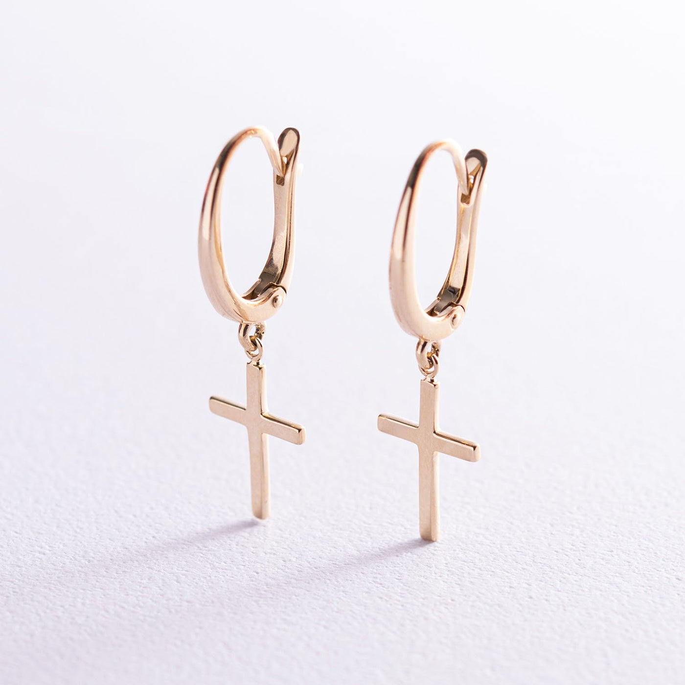 Yellow Gold Cross Earrings