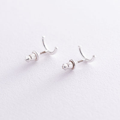 Silver arc stud earrings