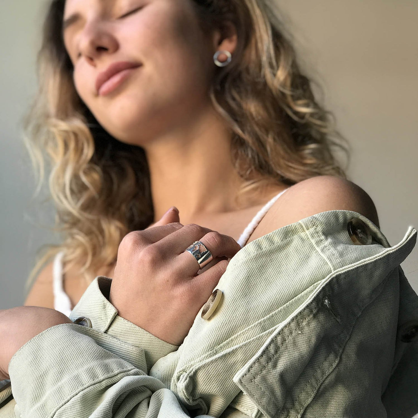 Silver World Map Ring