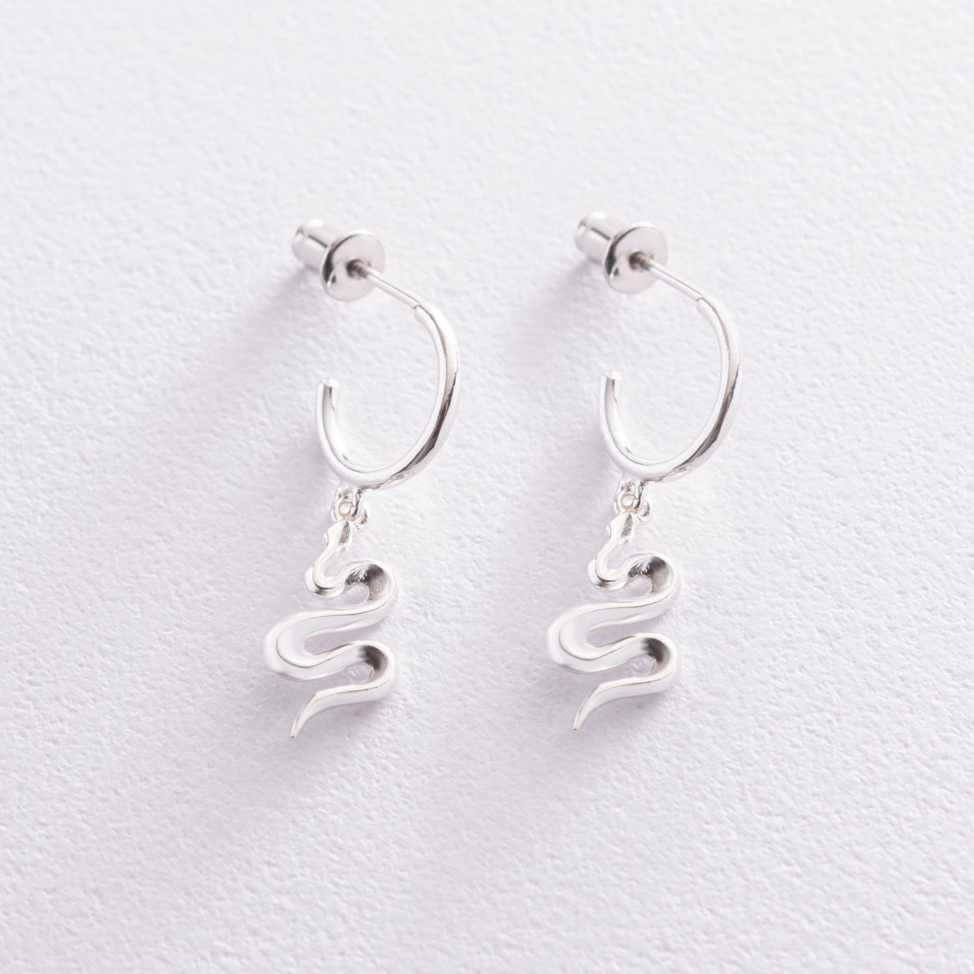 Silver snake stud earrings