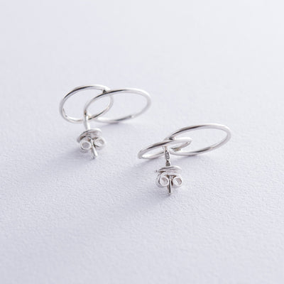 Silver stud earrings Interlacing of rings