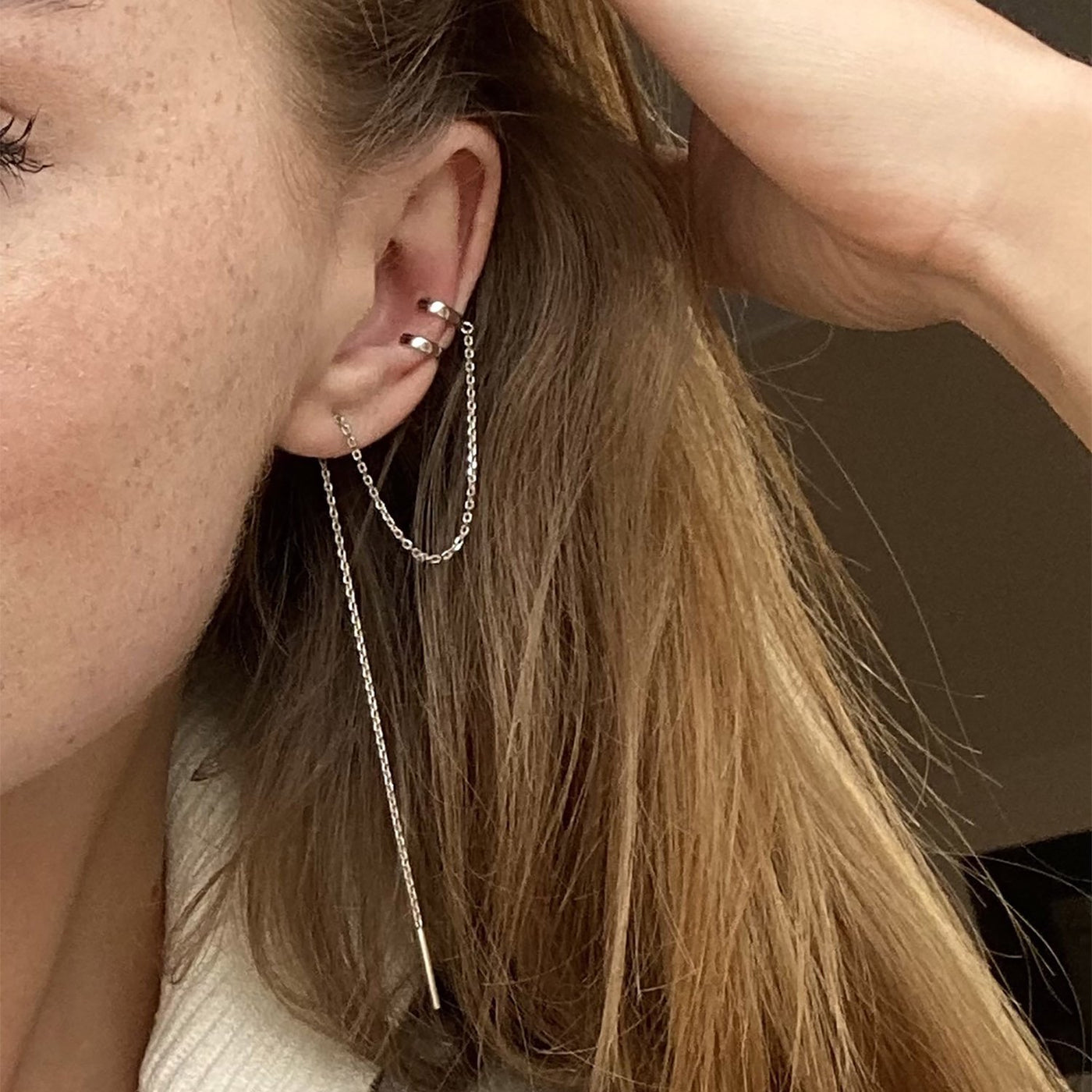 Silver ear cuff earring