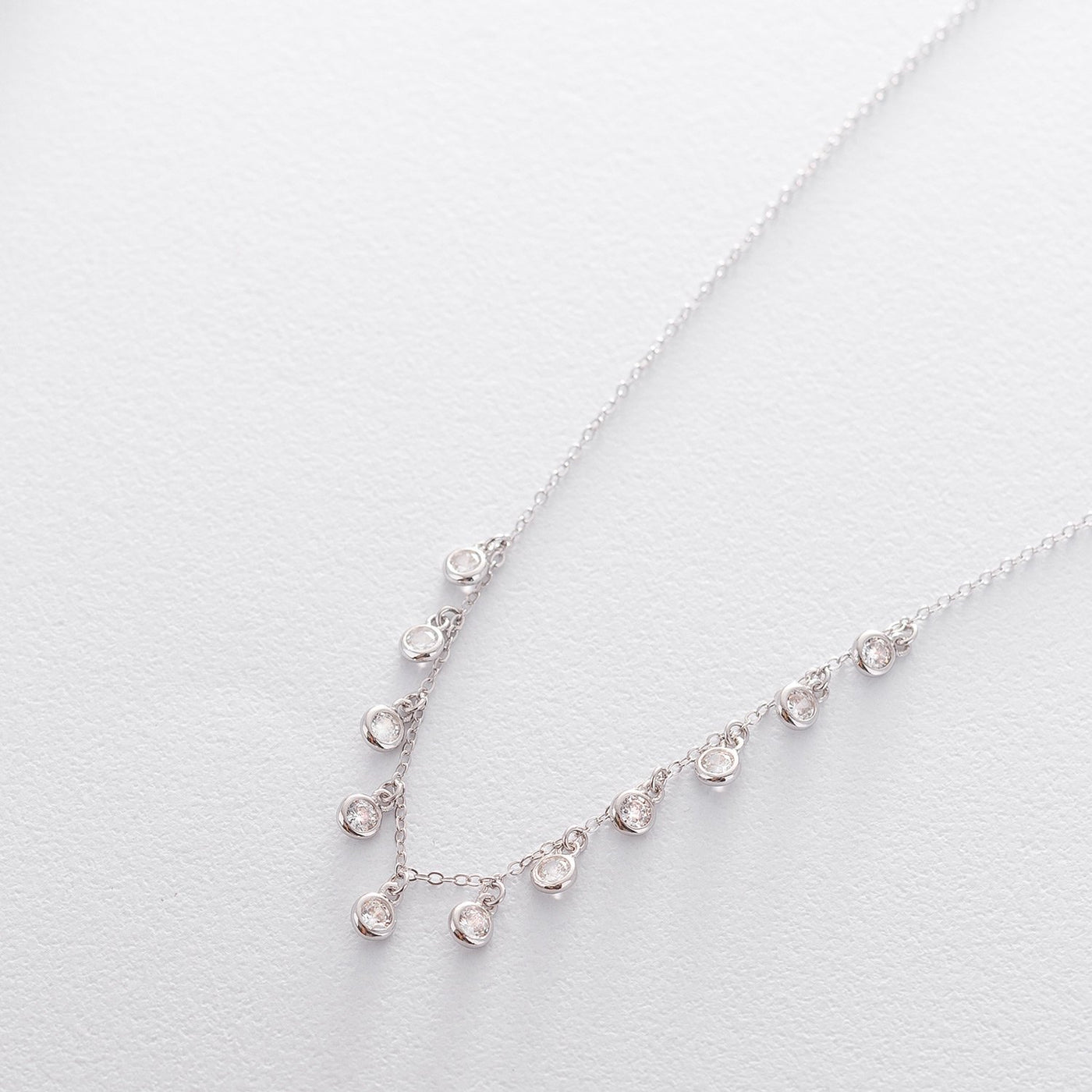 Silver necklace with cubic zirconia