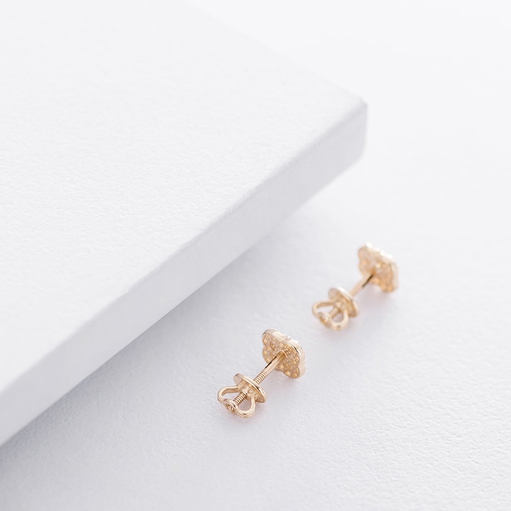 Gold Clover stud earrings (cubic zirconia)