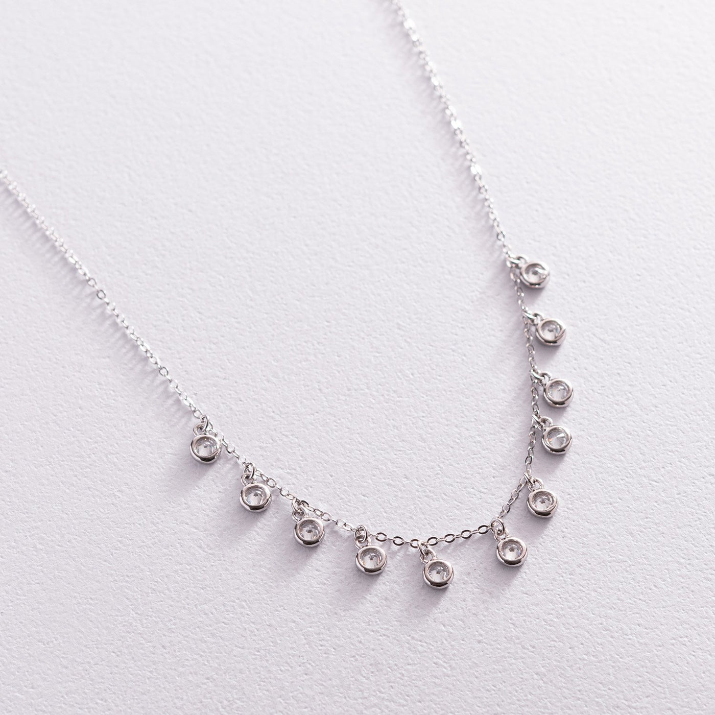 Silver necklace with cubic zirconia