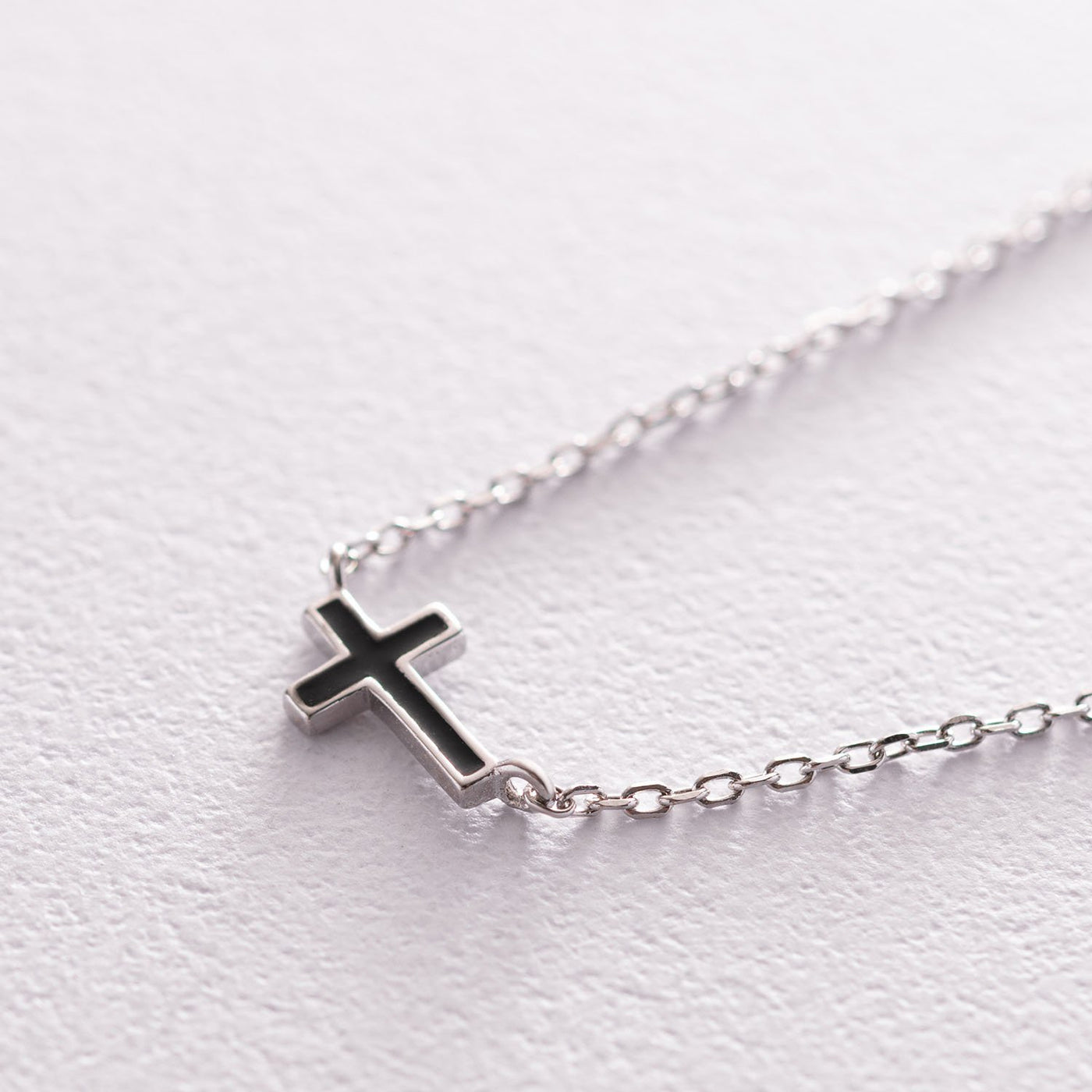 Silver cross necklace with enamel