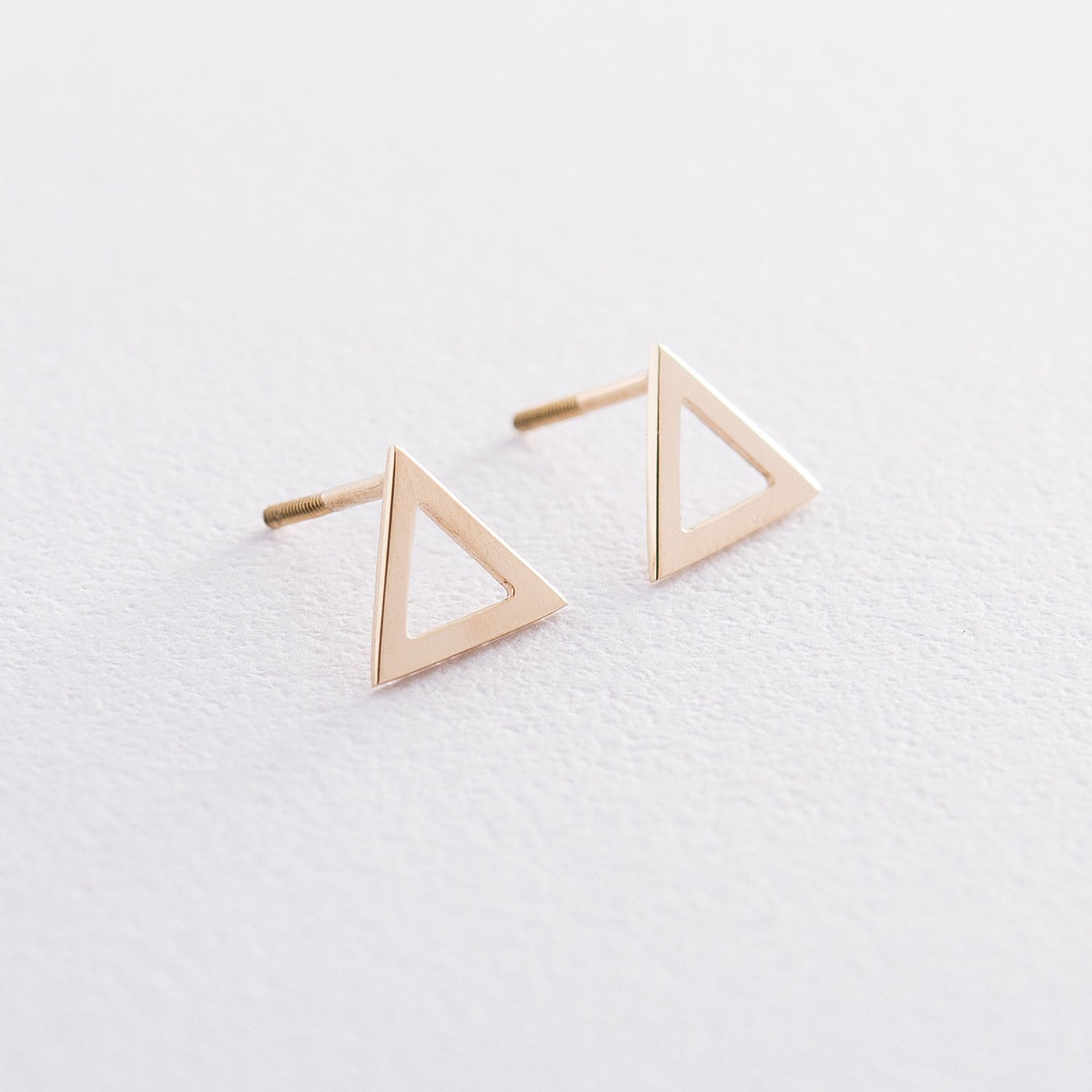 Gold Triangle Stud Earrings