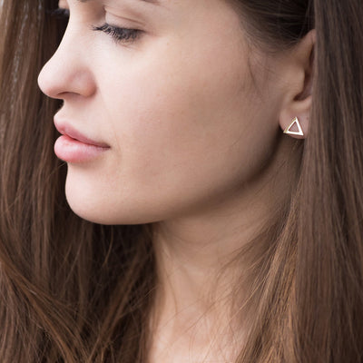 Gold Triangle Stud Earrings