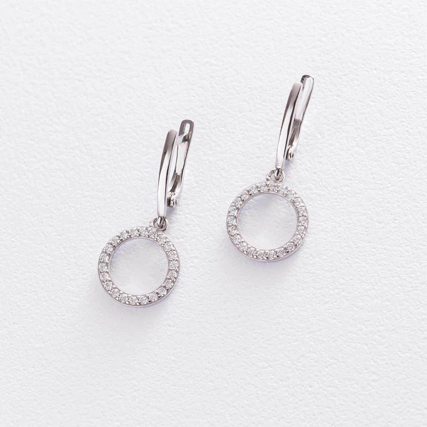 Silver circle earrings with cubic zirconia