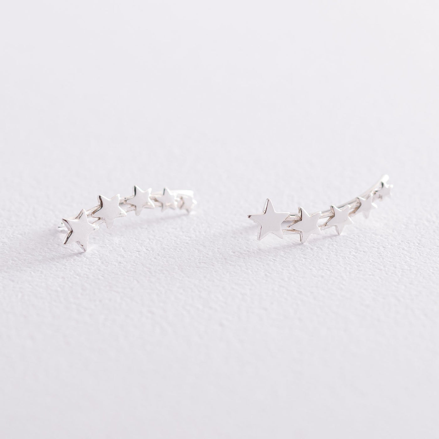 Silver Star Climber Earrings