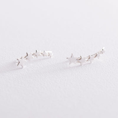 Silver Star Climber Earrings