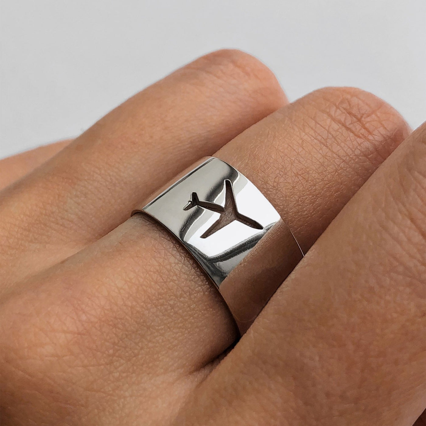 Airplane silver ring