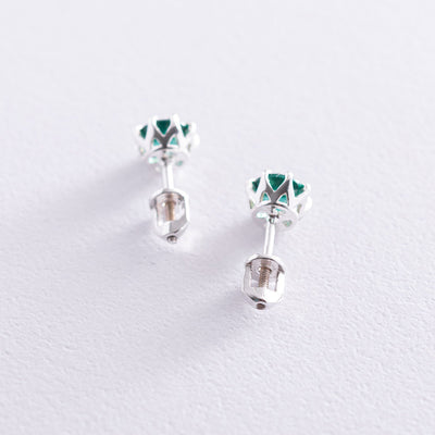 Silver stud earrings (synthetic tourmaline)