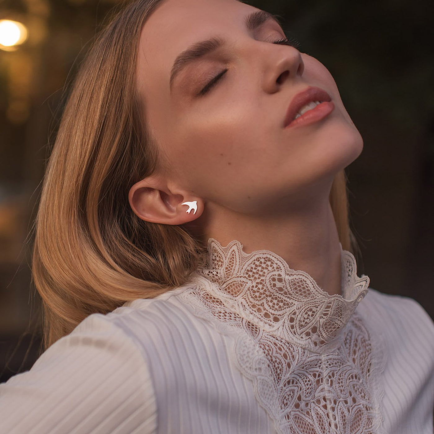 Silver stud earrings Swallow