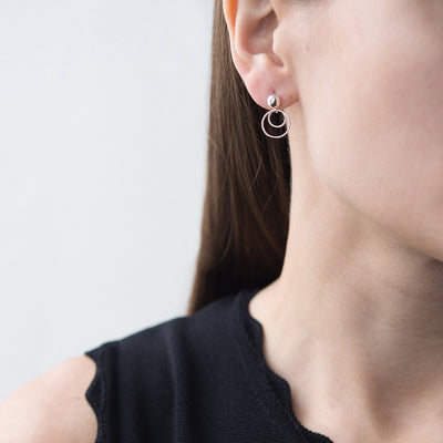 Silver stud hoop earrings