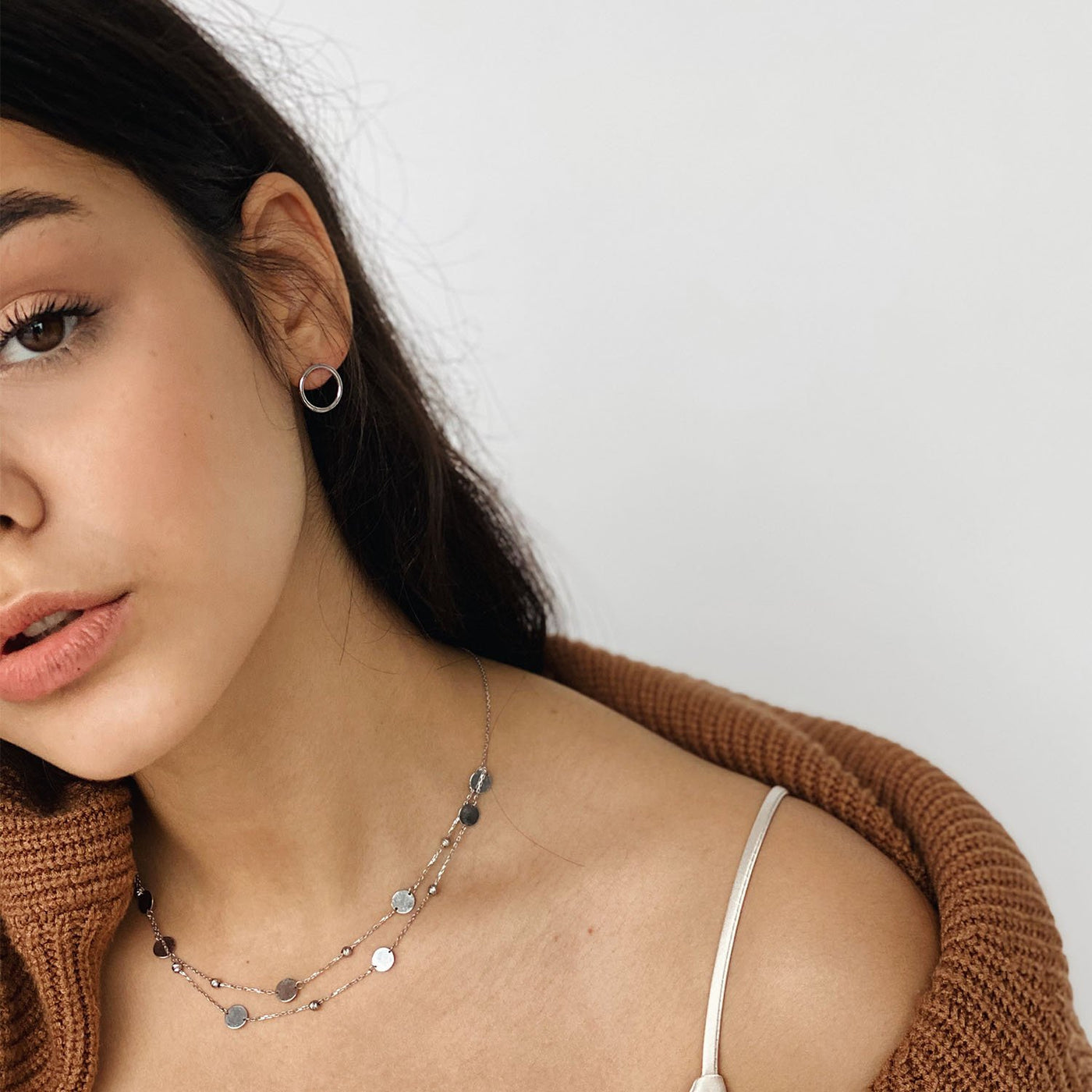 Silver necklace with coins