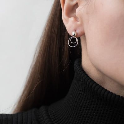 Silver stud hoop earrings