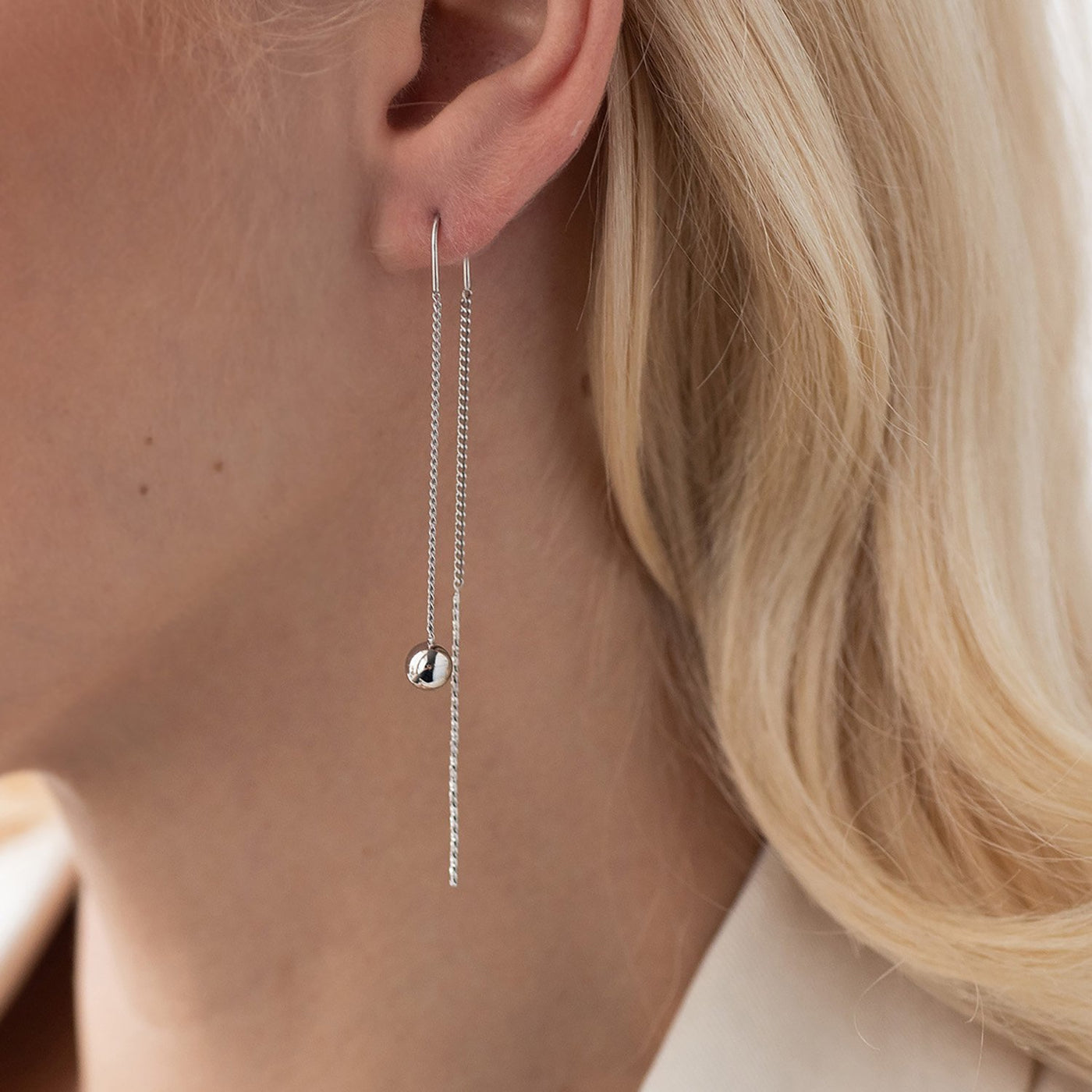 Silver ball chain earrings