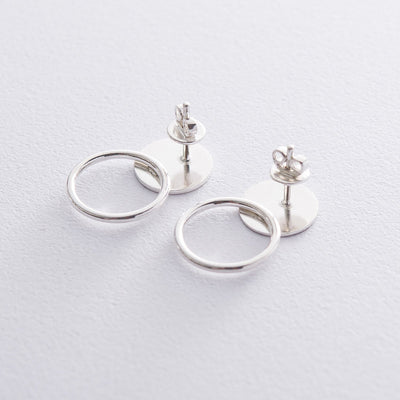 Silver stud circle earrings