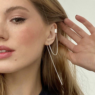 Silver ear cuff earring