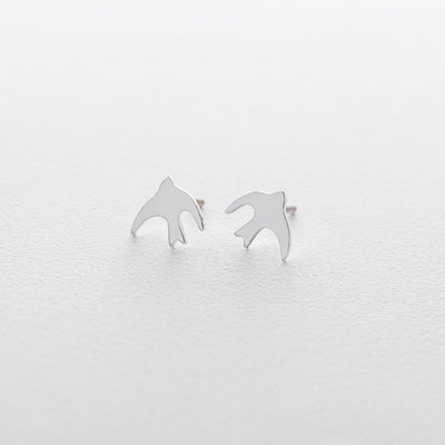 Silver stud earrings Swallow