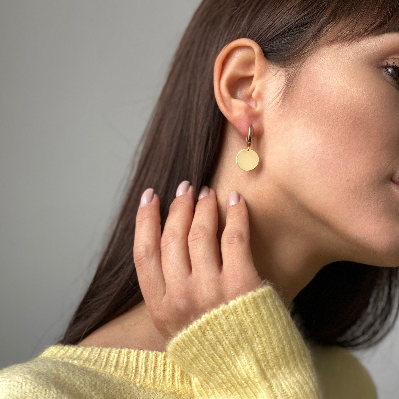 Yellow Gold Circle Earrings