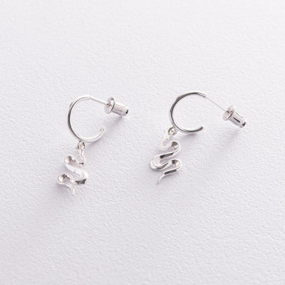 Silver snake stud earrings