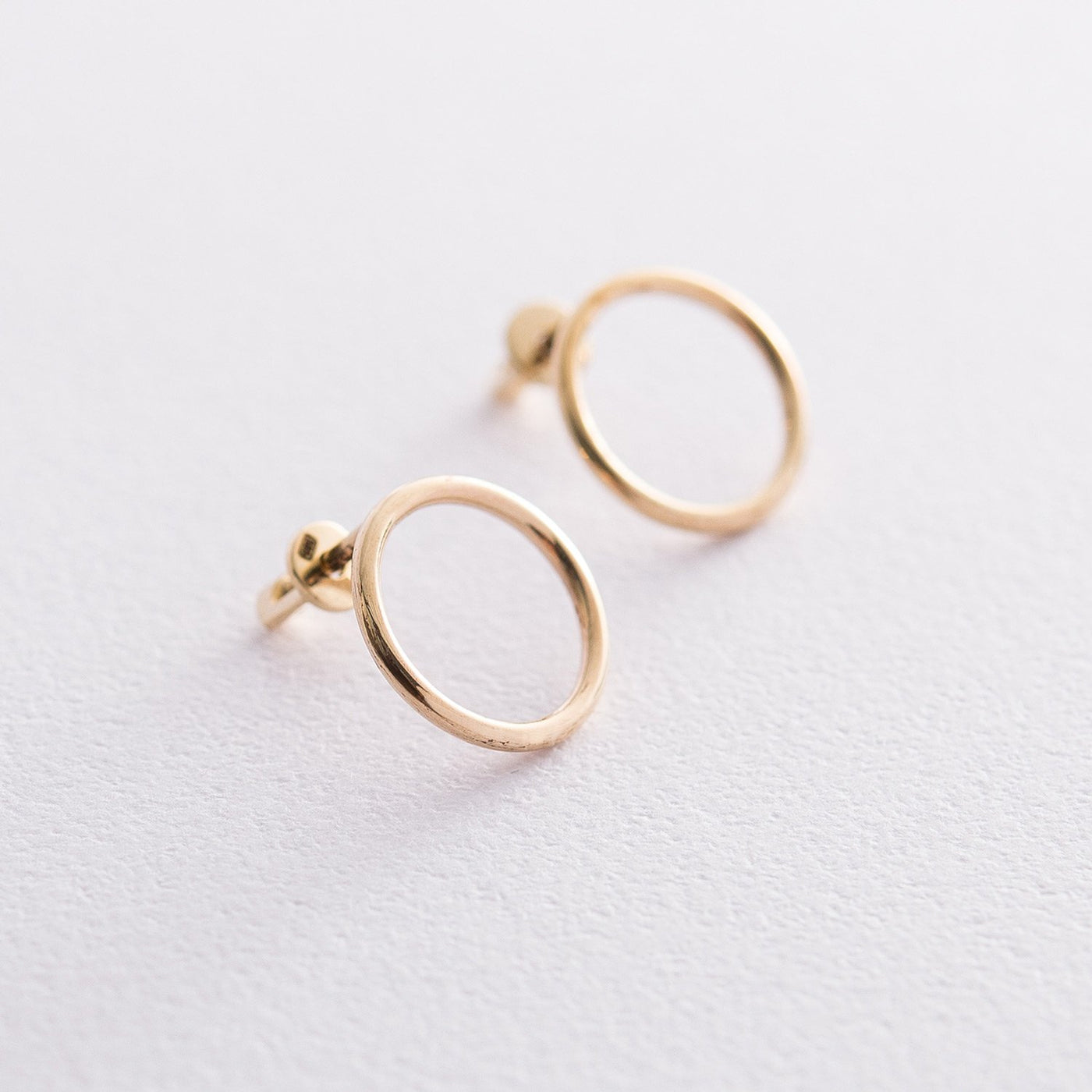 Gold circle earrings  1.4 cm