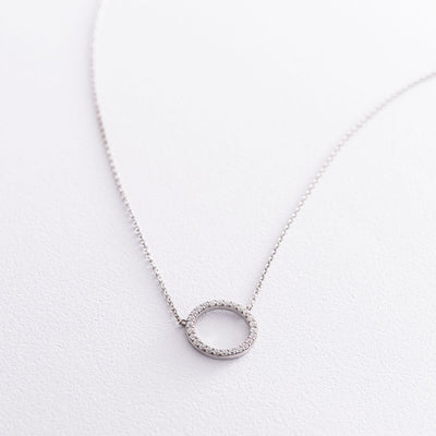 Silver circle necklace with cubic zirconia