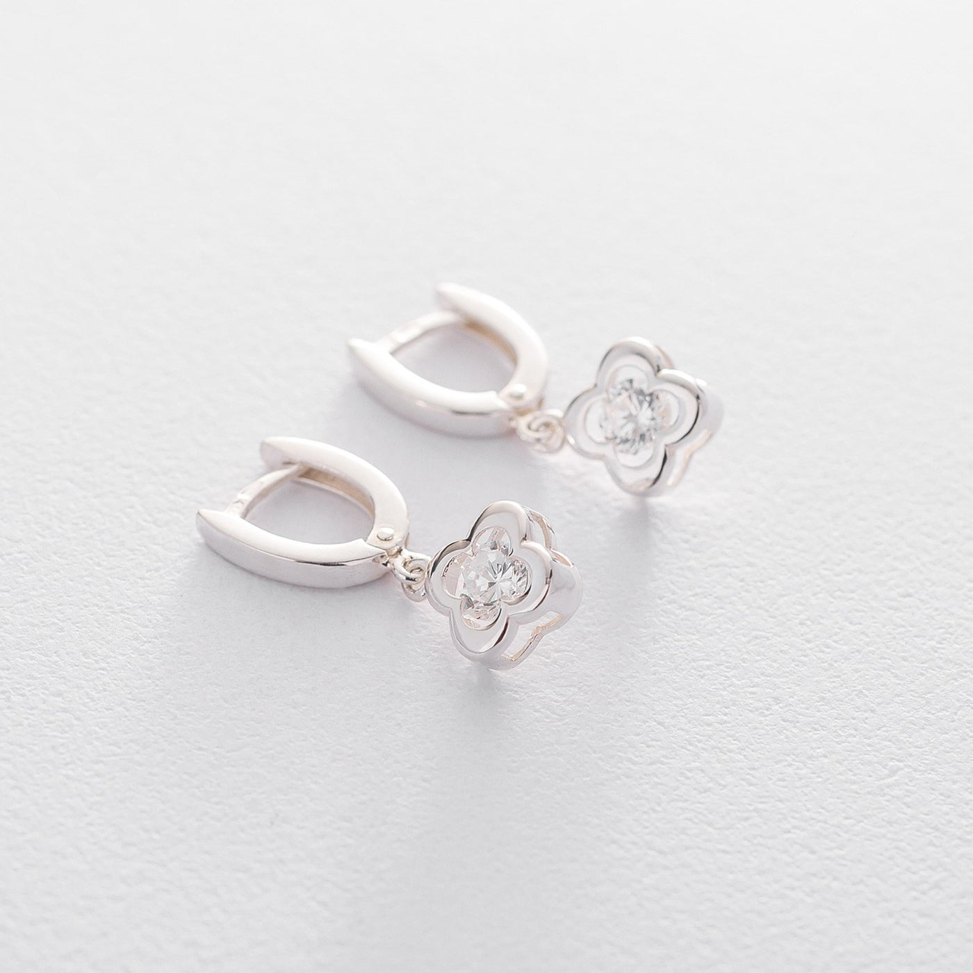 Silver Clover earrings with cubic zirconia