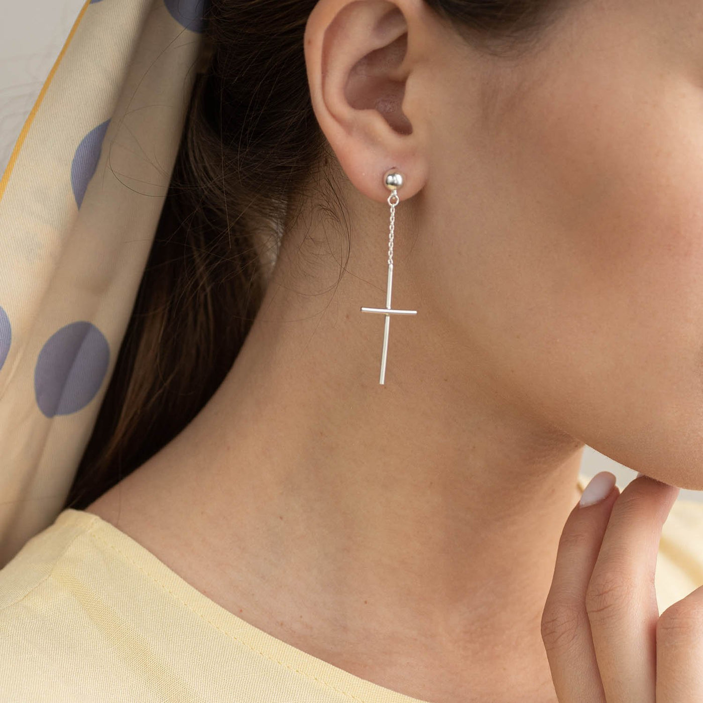 Silver cross stud earrings