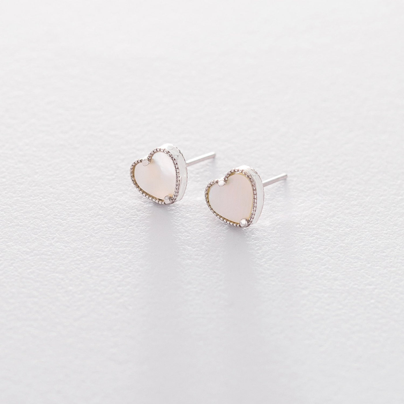 Silver earrings Hearts (mother of pearl)