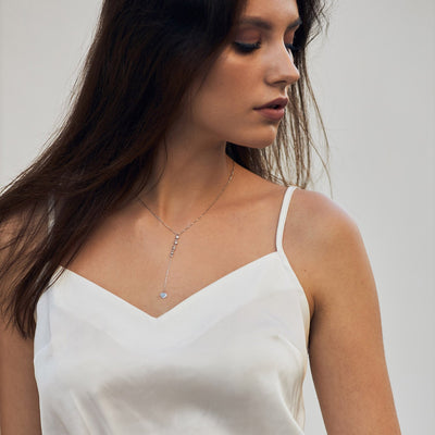 White gold necklace with cubic zirconia