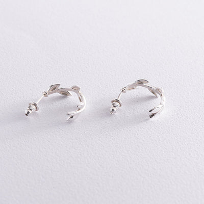 Silver Leaves Stud Earrings